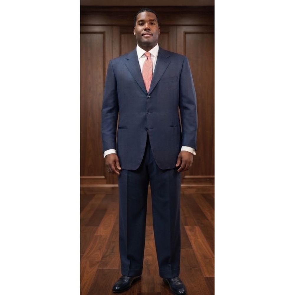 Canali Suit Wool Mens 50R Blue 120s Pleat Cuff 40x29 Wedding Gangster Boss Exec